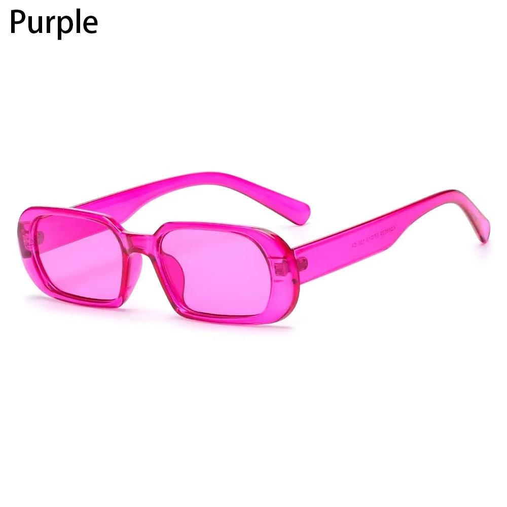 Retro Women Sunglasses Small Rectangle Frame Sun Glasses UV400 Protection Eyewear Summer Travel Beach Trendy Eyeglasses