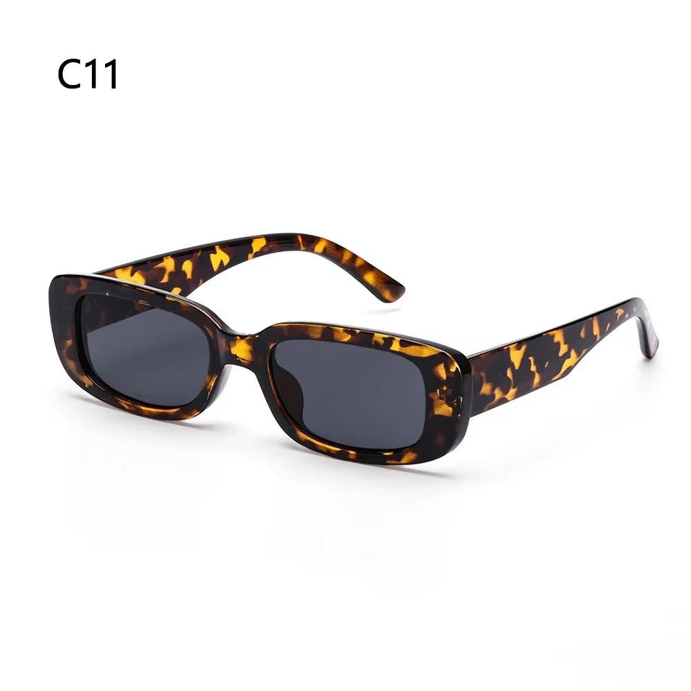 Retro Women Sunglasses Small Rectangle Frame Sun Glasses UV400 Protection Eyewear Summer Travel Beach Trendy Eyeglasses