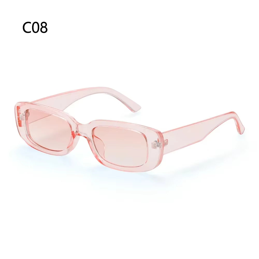 Retro Women Sunglasses Small Rectangle Frame Sun Glasses UV400 Protection Eyewear Summer Travel Beach Trendy Eyeglasses