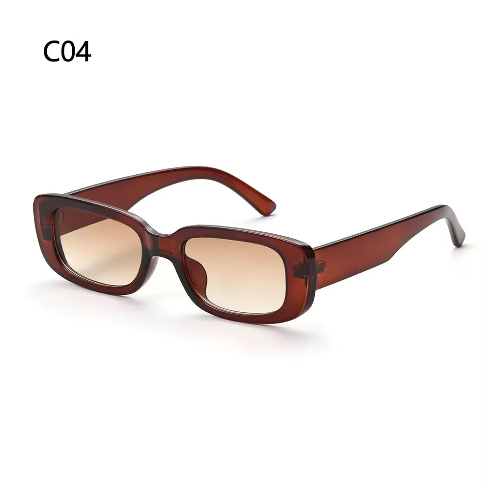 Retro Women Sunglasses Small Rectangle Frame Sun Glasses UV400 Protection Eyewear Summer Travel Beach Trendy Eyeglasses