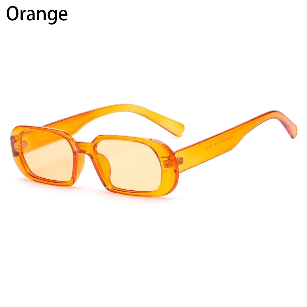 Retro Women Sunglasses Small Rectangle Frame Sun Glasses UV400 Protection Eyewear Summer Travel Beach Trendy Eyeglasses