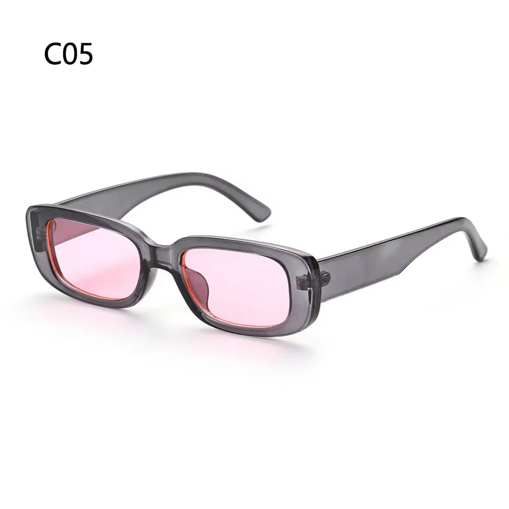Retro Women Sunglasses Small Rectangle Frame Sun Glasses UV400 Protection Eyewear Summer Travel Beach Trendy Eyeglasses