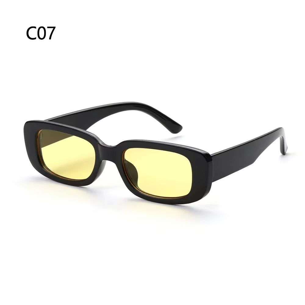 Retro Women Sunglasses Small Rectangle Frame Sun Glasses UV400 Protection Eyewear Summer Travel Beach Trendy Eyeglasses