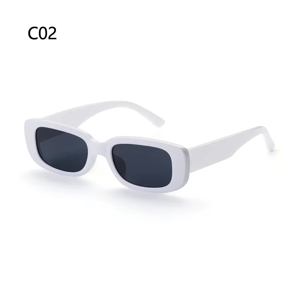 Retro Women Sunglasses Small Rectangle Frame Sun Glasses UV400 Protection Eyewear Summer Travel Beach Trendy Eyeglasses