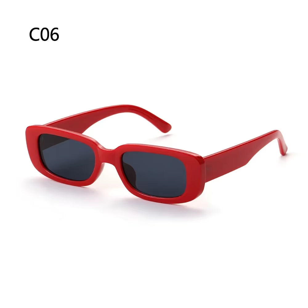 Retro Women Sunglasses Small Rectangle Frame Sun Glasses UV400 Protection Eyewear Summer Travel Beach Trendy Eyeglasses